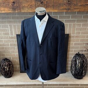 Piattelli mens 42R navy blue 100% cotton lightweight 2-button sport coat EUC